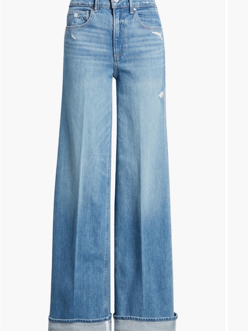 Paige Sasha Distressed Wide-Leg Jeans